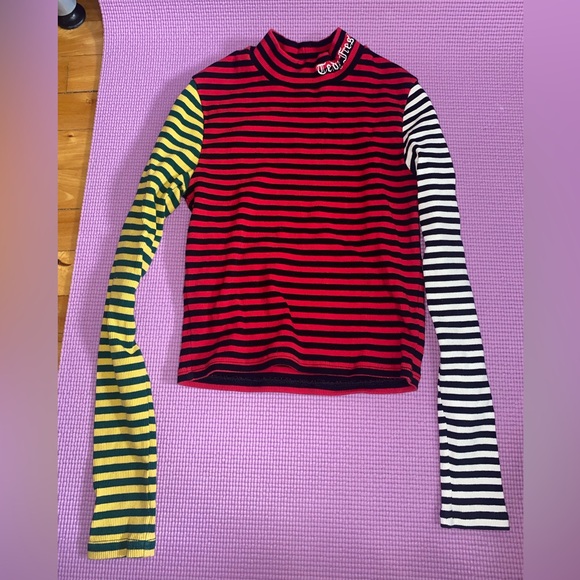Teddy Fresh Tops - Teddy Fresh Multicolor Striped Turtleneck Top